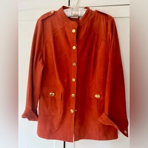 Beautiful Chicos orange suede blazer jacket NWOT! gold buttons Size 2 large